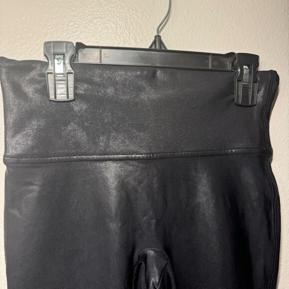 SPANX Faux Leather Leggings Shaping Waistband Black Leggings Women Size Small - Picture 4 of 10